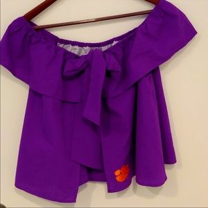 Lauren James Never Worn Clemson Strapless Ruffle Game Day top